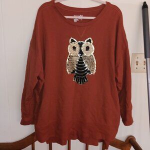Owl Sweatshirt 25w/26w sequined applique